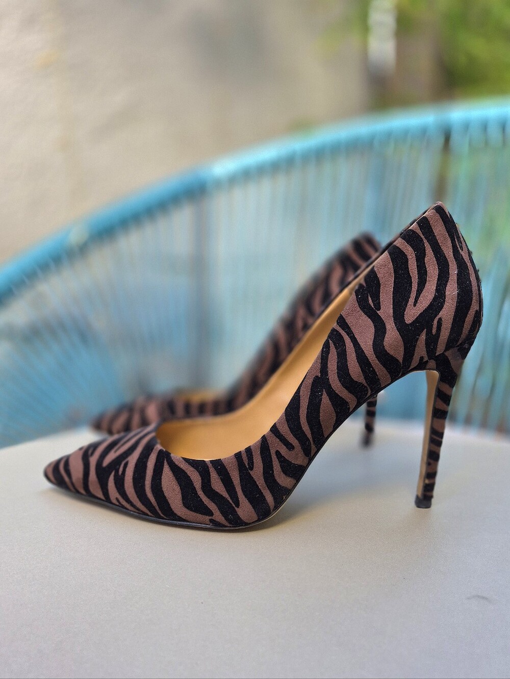Jessica Simpson Pointed Toe Zebra Print Stiletto Pumps 12